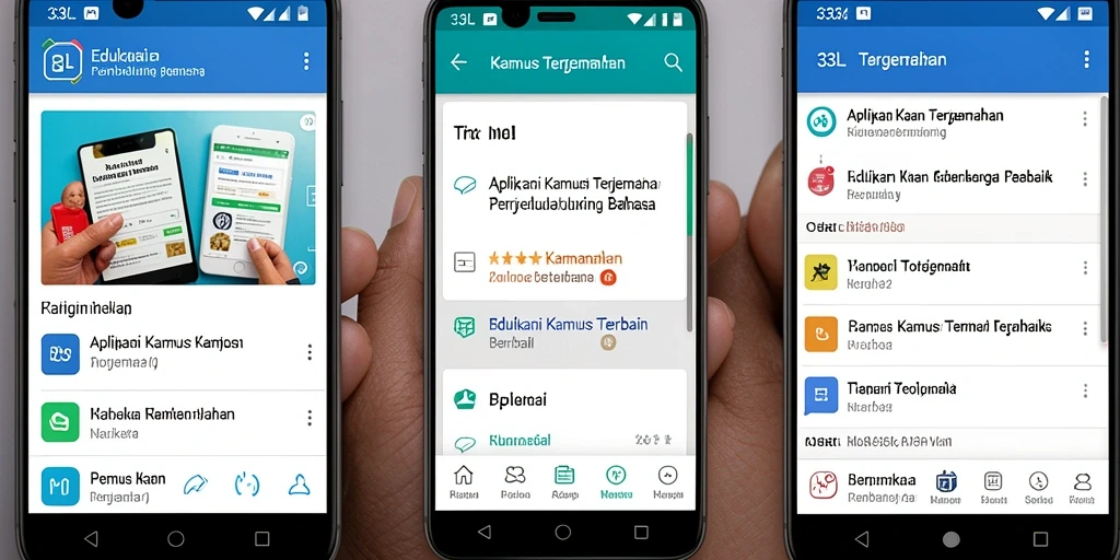 Antarmuka pengguna aplikasi 33L saat menerjemahkan kata.