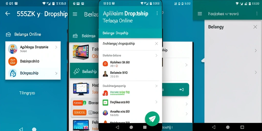 Tampilan antarmuka aplikasi 555ZK untuk berbelanja dengan fitur Dropship.