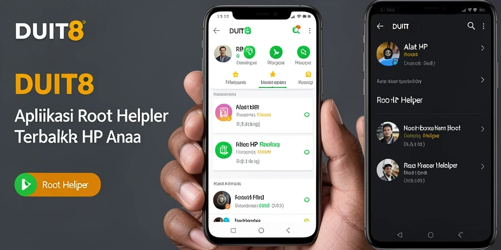 Screenshot antarmuka utama aplikasi DUIT8 sebagai Root Helper.