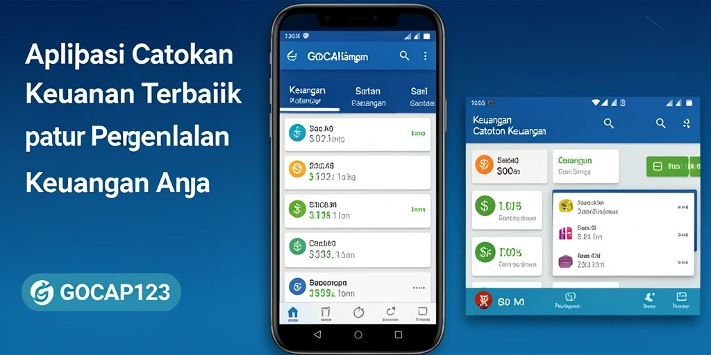 Antarmuka aplikasi GOCAP123 yang sederhana dan fungsional untuk Catatan Keuangan.