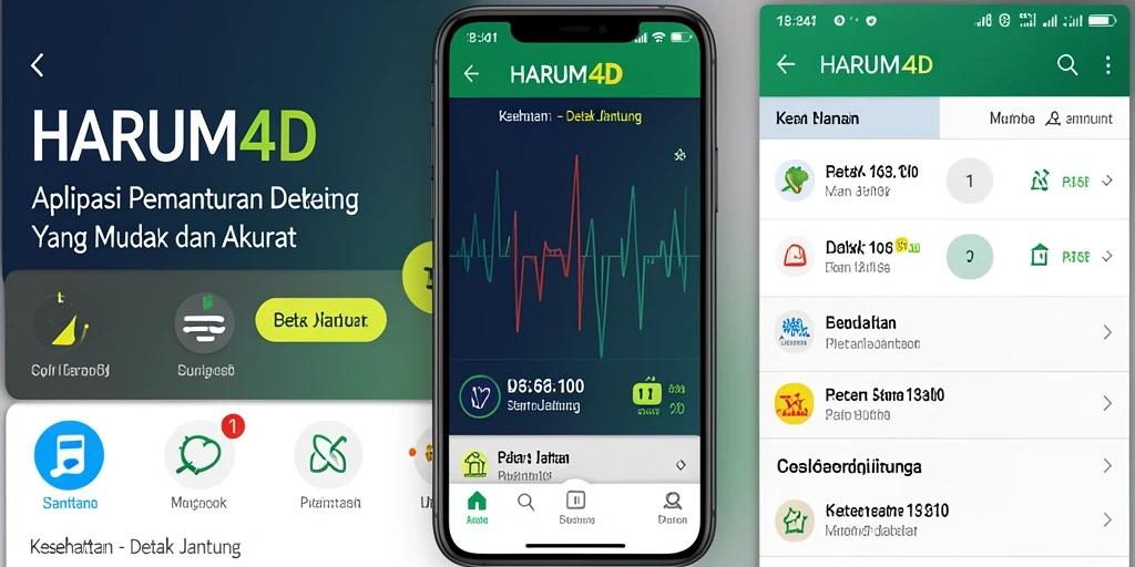 Tampilan antarmuka utama HARUM4D dengan fitur pemantauan detak jantung.