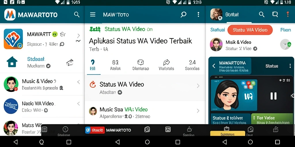 Tampilan antarmuka MAWARTOTO dengan koleksi video Status WA.