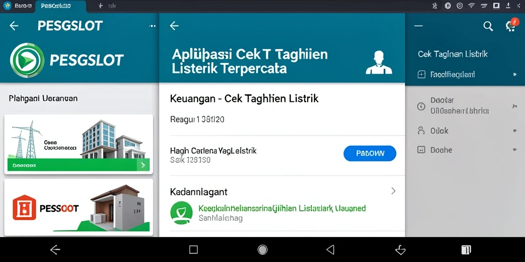 Antarmuka aplikasi PESGSLOT untuk cek tagihan listrik.