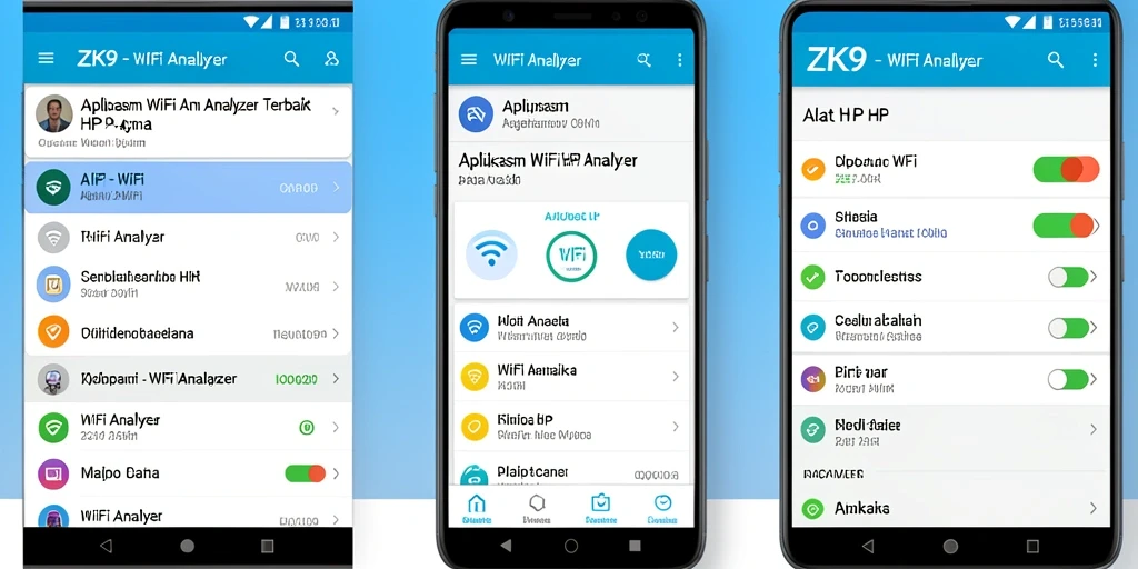 Tampilan antarmuka ZK9 sebagai WiFi Analyzer yang informatif dan user-friendly.